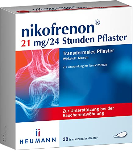 nikofrenon 21 mg/24 Stunden Pflaster - Nikotin-Pflaster zur Unterstützung der Raucherentwöhnung, mindert Entzugserscheinungen bei Nikotin-Abhängigkeit, transdermale Pflaster, 24h Wirkung, 28 Stück