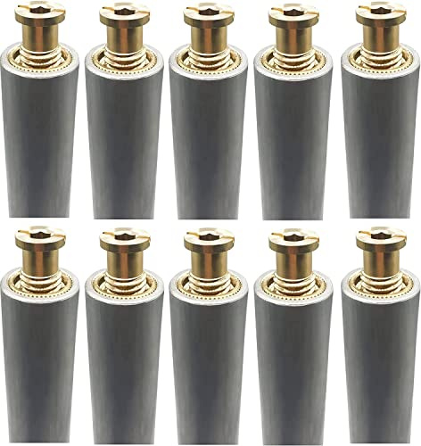 Poolzilla 10 Pack 10” Aluminum Tube with Brass Anchor for Pool Safety Cover Installation, Anchor Installation for Loose Ground or with Pavers, Extra Long