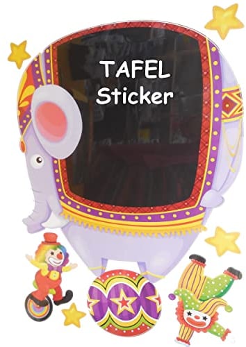 alles-meine.de GmbH 7 TLG. Set - Wandsticker & Tafel Sticker - Elefant - Zirkus & Clown - Kinderzimmer Wandtattoo - Wandtafel Tafelsticker