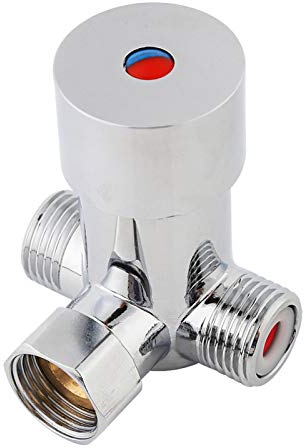 Wasserhahn Ventil, Heiß-Kaltwasser-Mischventil 3-Wege-Messing-Thermostat-Mischerventil Temperaturregelung G1/2-Thermostatmischer Automatische zur Regelung Wassertemperatur für Wasser Waschbecken