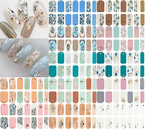 NAILDOKI Nail Stickers 12Sheets x 14 Pieces Full Wraps Nail Polish Strips, Self-Adhesive Gel Nail Art Decals for Women Girls