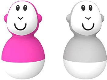 Matchstick Monkey Badezeit Baby Antimikrobielles Baby Badespielzeug Badewackel Wackelfiguren - sensorisches Lernen - leicht zu greifen - 2er Set - ab 12 Monaten pink & grau