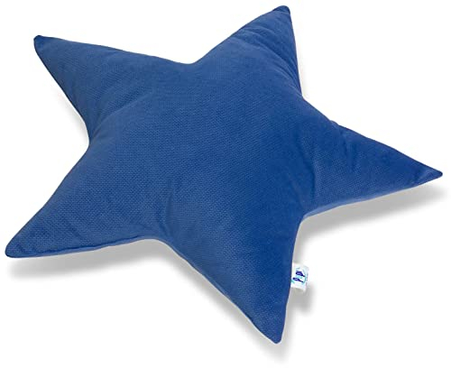Pepi - Kuschelkissen Kinder - Handgenäht Kissen Kinderzimmer - Kinder Kissen Stern - Baby Kissen Deko - Sternkissen Blau