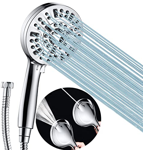 High Pressure Shower Head with Handheld, 8 Spray Settings + 2 Power Jet Modes Shower Heads, 5.04 Detachable Showerhead Set with Stainless Steel Hose