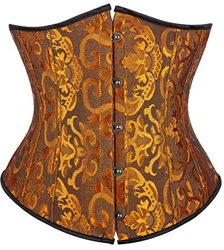 Grebrafan Corset et Broderies Serre Taille Gothique Femme (EUR(48-50) 6XL, Jaune)