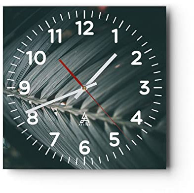 ARTTOR Moderne Wanduhr 40x40cm Quadrat Glasuhr Botanik Natur - 4907
