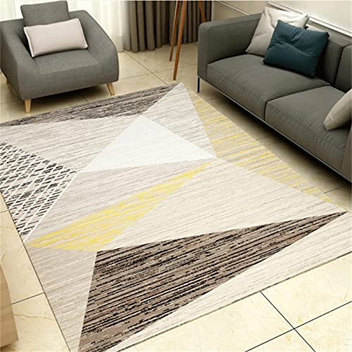 Teppich Außen Keine Allergien Webteppich Braun Gelb Modernes Geometrisches Muster Drucken Weich Farbecht Weihnachtsteppich 90 x 120 cm