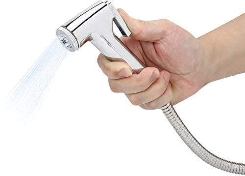 Natudeco Portable G1/2in Bidet Sprayer Set Stainless Steel Douche Shower Spray Handheld Toilet Cleaner Shower Head with Bracket for Toilet Cleaning Pet Bath Cloth Washing
