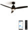 CREATE / WINDSTYLANCE/Deckenventilator mit Beleuchtung Schwarz mit WLAN und Fernbedienung / 40W, Leise, Ø132 cm, 6 Geschwindigkeiten, Timer, Sommer-Winterbetrieb, doppelte Höhe, DC-Motor