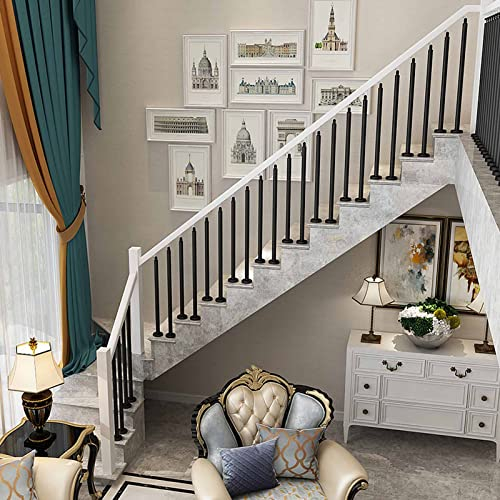HOBIRD Holztreppenhandlauf Indoor - Grad einstellbar - 100cm Geländer für Balkon Garten Dachbodentreppe - 6 Metallpfosten inklusive