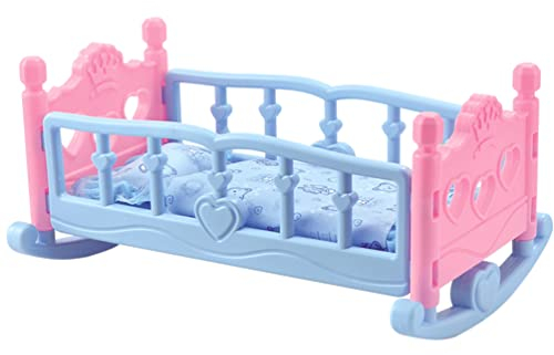 Toyvian Baby Doll Bed Miniature House Decor Classic Sky-blue Cloth Doll Bed