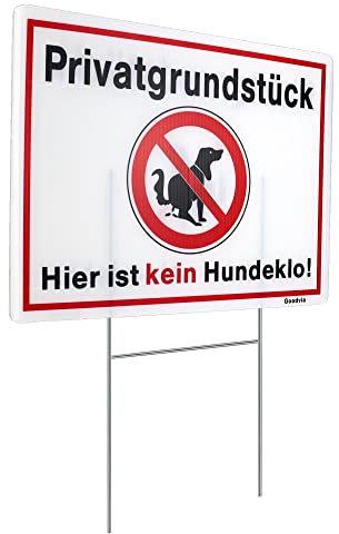 Goodvia Privatgrundstück Kein Hundeklo Schild 32 x 24 cm Hartschaumplatte Mit H-Halterung, XL Verbotsschild Hier Keine Hundetoilette Mit UV Schutz