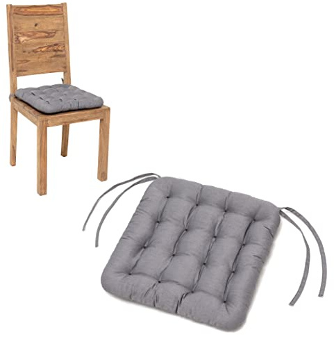 HAVE A SEAT Living - Stuhlkissen 40x40 6er Set - Bequemes Sitzkissen Orthopädisch, Waschbar bis 95°C, Indoor/Outdoor, Wetterfest - Made in Germany (6er Set - 40x40 cm, Hellgrau)