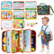 TUNJILOOL Montessori Busy Book - Livre d'activités sensorielles 10-en-1 avec Sangle d'épaule & Tableau Blanc effaçable, idéal pour Les Voyages et Le développement de la motricité Fine