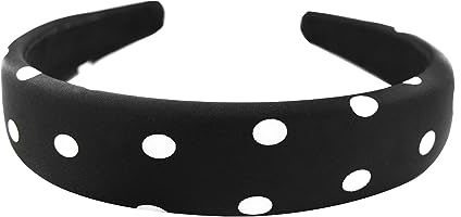 axy Breiter Haarreif mit Stoff gepolstertes und Punkte Muster - Wunderschön Damen Stirnband Haarschmuck Haarreifen HRK2P (Schwarz)