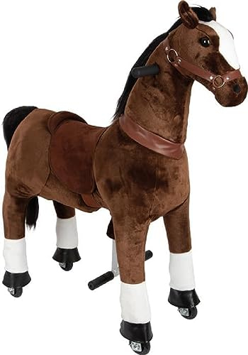 small foot Reitpferd auf Rollen aus Plüsch, Spielpferd zum Reiten, belastbar bis 50 kg, für Kinder ab 5 Jahren, 12462, Braun