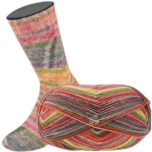 LANA GROSSA Meilenweit 6-fach 150 | 6-fädiger Sockenklassiker, waschmaschinenfest | Handstrickgarn 80% Schurwolle & 20% Polyamid | 150g Wolle zum Stricken & Häkeln | 390m Garn FB9624
