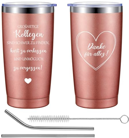 Hestya Motivation Thermobecher Geschenkset Ermutigung Geschenk für Freundin Kollegin Erzieherin Schwester Danke für Alles Geschenk für Weihnachten Geburtstag 600 ml 20 oz Thermobecher mit Strohhalmen