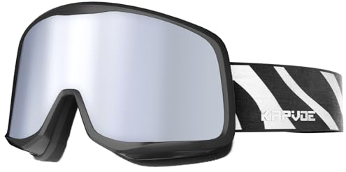 KAPVOE Skibrille Snowboard Brille für Brillenträger Herren Damen Jugend Schneebrille OTG 100% UV-Schutz Ski Goggles Kompatibler Helm Anti Fog Ski brille für Skifahren und Bergsteigen Silber