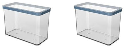 Rotho Loft Vorratsdose Deckel, lebensmittelechter Kunststoff (PP) BPA-frei, transparent/blau, 2.1l, 2,1l (20 x 10 x 14,2 cm) (Packung mit 2)