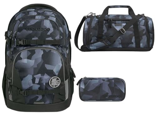 Southbag coocazoo Porter Schulrucksack-Set 3tlg inkl. Sporttasche und Schlamperbox (Grey Rocks)