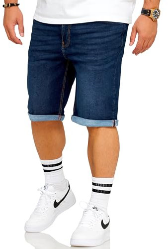 Soulstar Herren Kurze Hose Jeansshorts Bermuda Shorts Jeans Denim Stretch Used Look S2_JN-420-Indigo_424-S