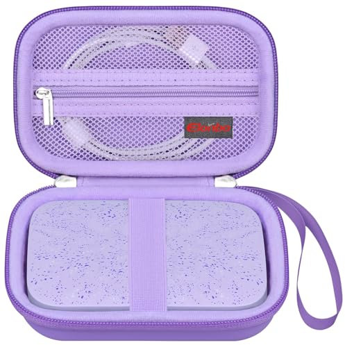 Elonbo Carrying Case for HP Sprocket Portable 2x3 Instant Color Photo Printer, Instant Photo Printer Travel Protective Organizer Holder, Extra Mesh Pocket Fits Photo Paper Cable, Purple