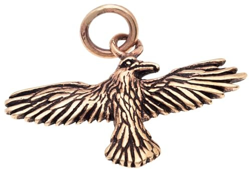 Windalf Schmuck Anhänger HUGIN 2.7 cm Kleiner Rabe Bronze