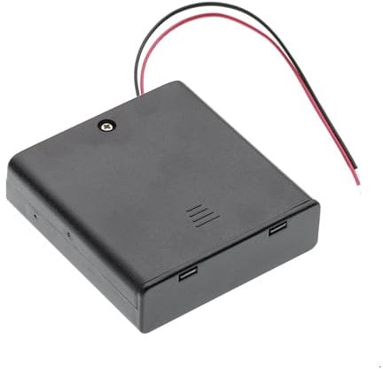 4x AA 6V Battery Holder Case with on/off switch & Cover - Plastic Storage Box with Wires & Leads 150mm for DIY. Compatible with (4 Slot x 1.5V) Batteries