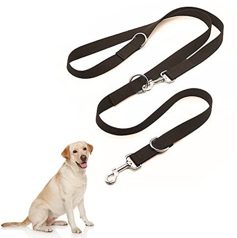 Double Ended Dog Lead - Nylon, Black, For Small, Medium & Large Puppies