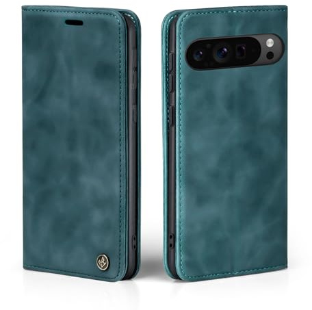 LBH Handyhülle für Google Pixel 9 Pro XL in Petrol Blau mit Karten- und Geldfach Smartphone Hülle mit Standfunktion Flip Case Schutzhülle Magnetverschluss Vintage