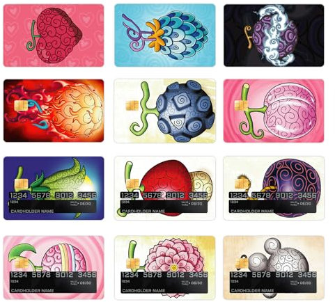 GTOTd Anime Fruit Credit Card Sticker Bankkarten Aufkleber (12 Stück),EC Karten Anime Sticker, Geschenke Dekor fur Transport Debitkartenhülle Bankkarten Für Damen Herren