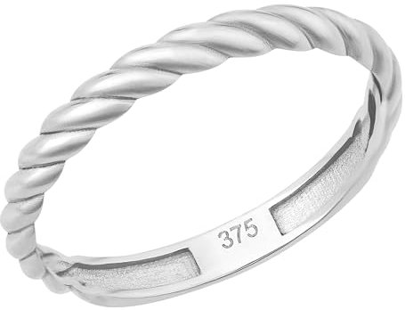 Ardeo Aurum Damen Goldring aus 375 Gold gedreht schmal Vorsteckring Ansteckring Stapelring Weißgold Größe 56