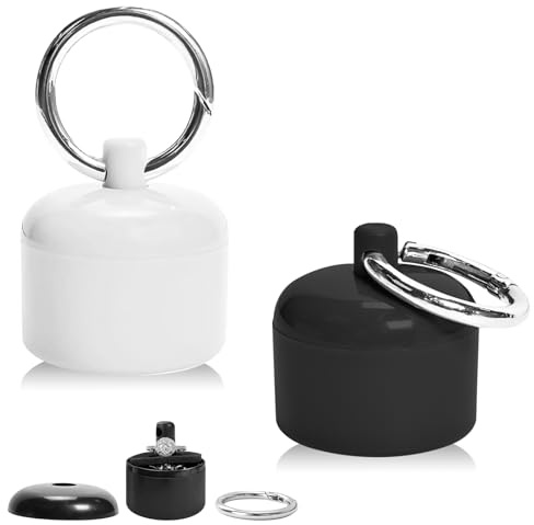 GUOYOU 2 Pack Portable Key Ring Jewelry Storage Box, Shockproof Ring Holder | Sponge Lined Lightweight Round Keychain Organizer, Ear Plug Carrying Case Ideal for Hiking Sports and Outdoor Activities