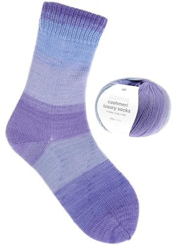 Rico Design Superba Cashmeri Luxury Socks | Sockenwolle mit Kaschmir | Strumpfwolle 4-fädig | Sockengarn mit Farbverlauf (29 | violett)