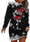 Robe Femme Soirée Noël Hiver - Multicolore Chic 3D Imprimé Moche Longue Pull Manches Gothique Sexy Noir - Vin Drôle