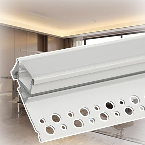 RENLXFI Stuckleisten Decke LED 1 2 5 10 Pack Aluminium Kanal für Led Strip Lights, Gips-in Crown Molding LED-Beleuchtung Profil/Sockelleiste Trim, Wand Washer Lichter Slot Metall(8 Pack)
