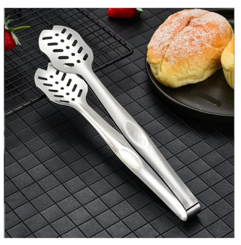 FENGJISUN Grillzange Küchenzange Edelstahl-Grill-Clip, Blattform, Brot, Lebensmittel-Clip for Steak, Grill, Lebensmittel-Clip, Besteck Kochzange Zum Grillen(Silver)