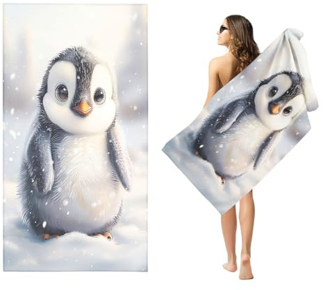 Fadaing Pinguin Handtücher Strandtuch 90x180 cm 3D Badetuch Strandlaken Cartoon Badetuch groß 100x200 Strandhandtuch Mikrofaser Handtücher 50x100cm für Wander