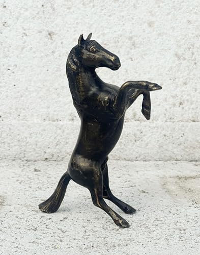 STEINFIGURENWELT GIEBEN Bronzefigur Pferd steigend 14x10cm Dekoration aus Bronze Skulptur Tier Figur Deko Geschenk Bronzestatue Hengst Stute Wetterfest