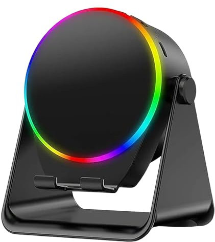 4 in 1 360° Rotating Bluetooth Speaker Stand, Cell Phone Stand with Wireless Induction Speaker, Anti-Slip Base HD Surround Sound, Cool Multi Functional Gadget Gifts for Men (Black)