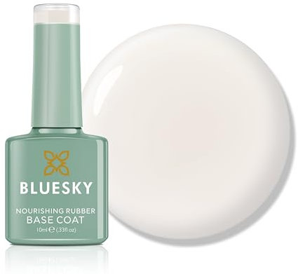 Bluesky Rubber Base Coat 10ml – Graceful White - BNR01, Base Gel for Nails, Strengthening Gel Base Coat for 21 Day Manicure, LED UV Lamp Required