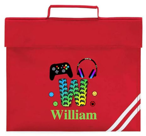 Gaming Boy School Book Bag - Personalised Homework Bag for Children Controller Design
