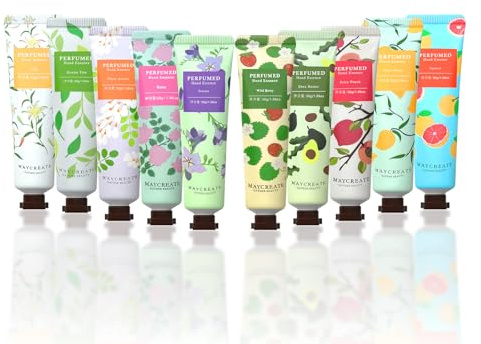 SmoBea 10 x 30ml Mini Hand Cream Plant Floral And Fruity Fragrance,Daily Moisturizing Hand Cream for Very Dry Hands,Travel Size