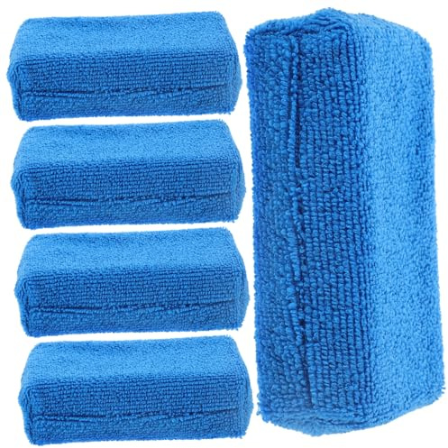 ORFOFE 5 Stück Autowachsapplikator Polierpads aus Faser für Fahrzeugaufbereitung mit Ergonomischem Design und Reinigung zum Waschen und Pflegen des Autos