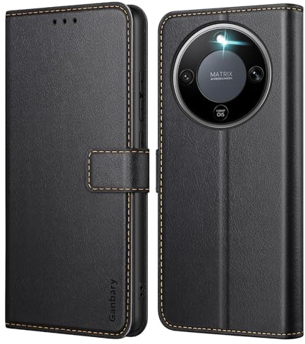 Ganbary Handyhülle für Honor Magic 8 Lite Hülle, Premium Leder Klapphülle [Kartenschlitzen] [Magnetverschluss] [Standfunktion] kompatibel mit Honor Magic8 Lite Schutzhülle, Schwarz