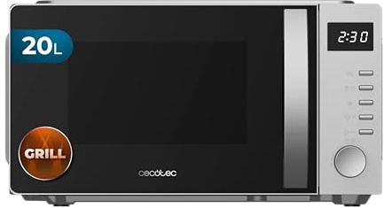 Cecotec Mikrowelle Proclean 5105 Silver, 20L Fassungsvermögen | Grill - Funktion, 3DWave - Technologie, Abtau - Funktion, Bis 95 Minuten Garzeitauswahl