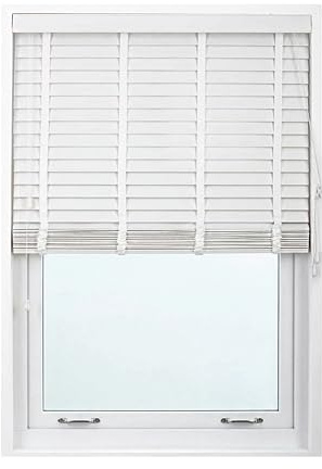 174 x 150cm White Tape Design Faux wood window Venetian Blinds, Child Safe | 50MM Slats, Windows treatments shutters, Easy Fit Home Office Blind