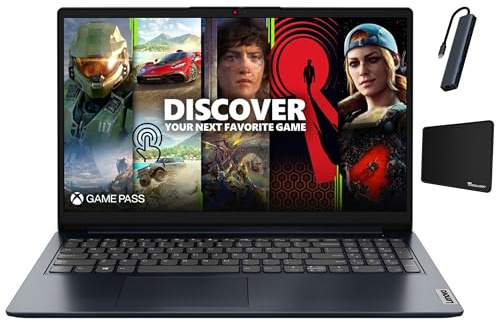 Lenovo IdeaPad 1 15.6 FHD Touchscreen Home and Business Laptop, AMD Ryzen 5 7520U, 8GB DDR5 RAM, 256GB SSD, Windows 11 Home, AMD Radeon Graphics, Abyss Blue with TGY Accessories