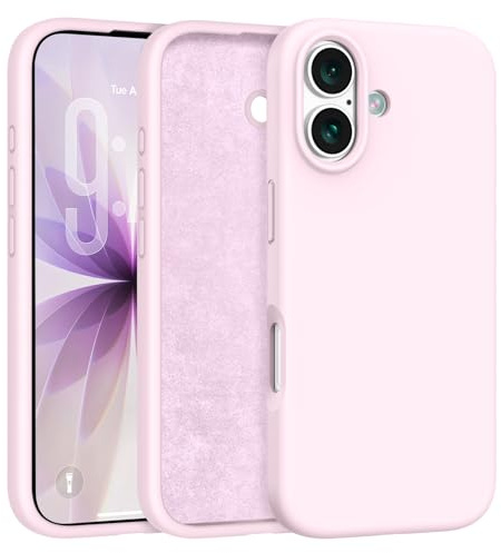 DUEDUE Liquid Silicone Case for iPhone 17, 3 Layers Gel Rubber Anti-Scratch Soft Microfiber Lining Shockproof Full-Body Protective Phone Case for iPhone 17 6.3-Pink